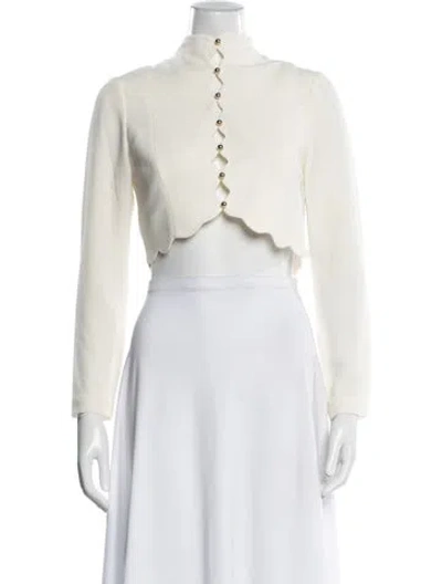 Pre-owned Zimmermann Mock Neck Long Sleeve Blouse In White
