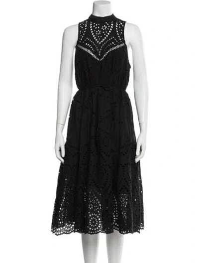 Pre-owned Zimmermann Mock Neck Midi Length Dress In Black