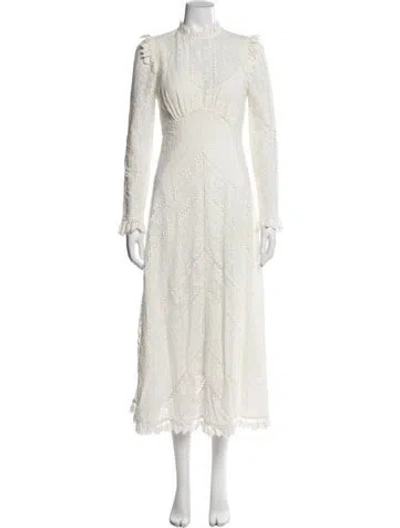 Pre-owned Zimmermann Mock Neck Midi Length Dress In Neutral