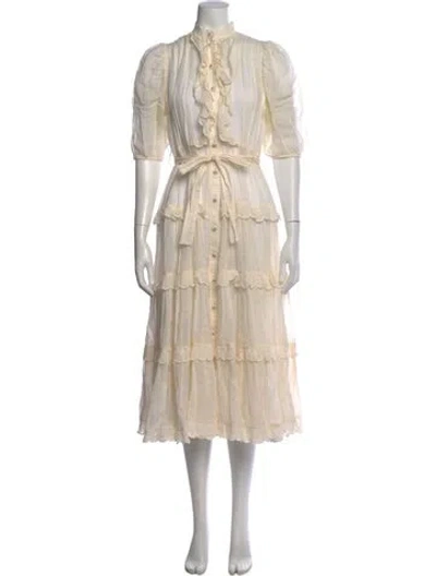 Pre-owned Zimmermann Mock Neck Midi Length Dress In Neutral