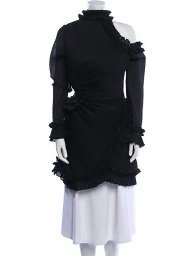 Pre-owned Zimmermann Mock Neck Mini Dress In Black