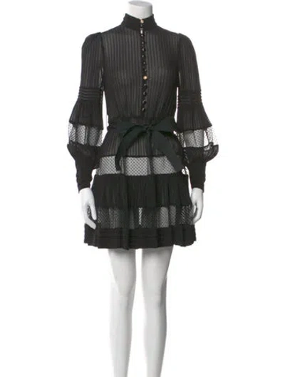 Pre-owned Zimmermann Mock Neck Mini Dress In Black