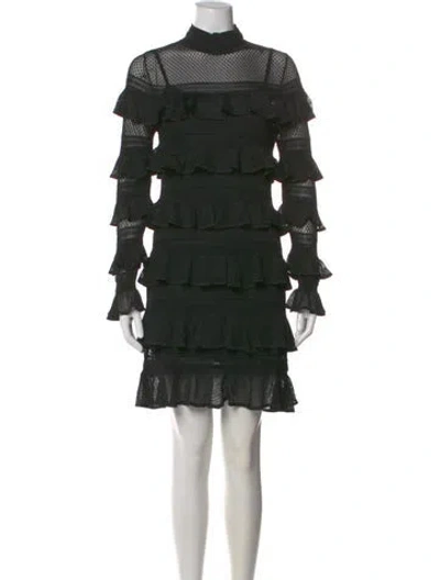 Pre-owned Zimmermann Mock Neck Mini Dress In Black