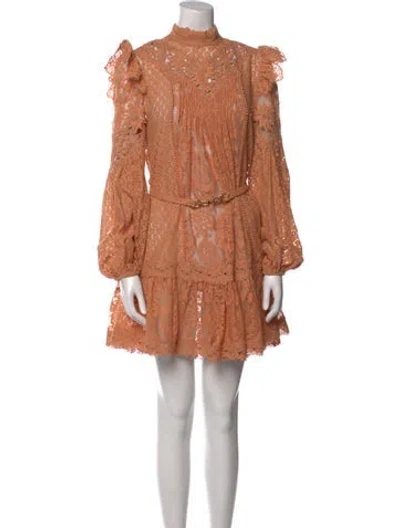 Pre-owned Zimmermann Mock Neck Mini Dress In Orange