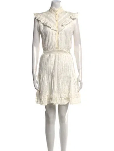 Pre-owned Zimmermann Mock Neck Mini Dress In White