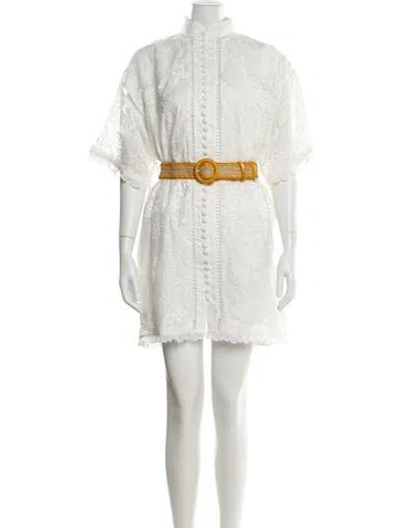 Pre-owned Zimmermann Mock Neck Mini Dress In White