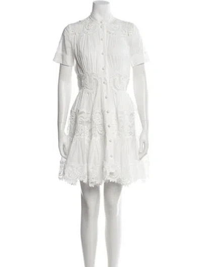 Pre-owned Zimmermann Mock Neck Mini Dress In White