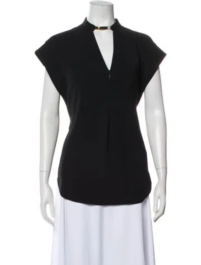 Pre-owned Zimmermann Mock Neck Short Sleeve Blouse In Black