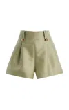 Zimmermann Luna Wool And Silk-blend Shorts In Green
