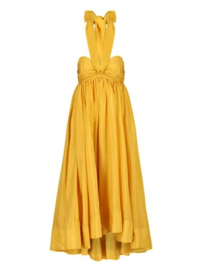 Zimmermann Modern Bohemian Raffia Draped Maxi Dress In Yellow