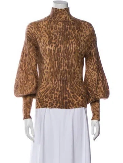 Pre-owned Zimmermann Mohair Animal Print Sweater In Brown