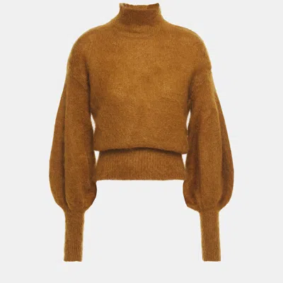 Pre-owned Zimmermann Mohair Wool Turtleneck Jumper Au 2 In Brown