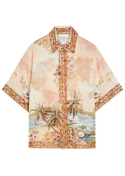 Zimmermann Mohan Printed Linen Shirt In Multi