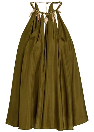 Zimmermann Mohon Charm-effect Silk Blouse In Green
