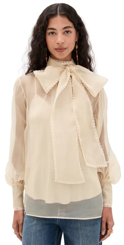 Zimmermann Momento Organza Blouse Sepia In Neutral