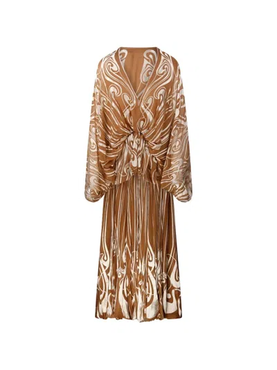 Zimmermann Momentum Burnout Bubble Gown Pleated Midi Dress In Animal Print