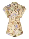 Zimmermann Coco One-piece Jumpsuit In Beige Linen