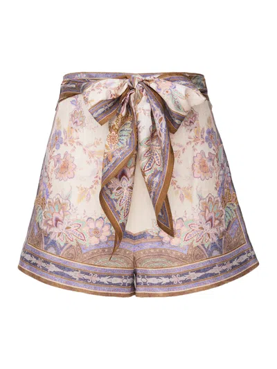 Zimmermann Moon Shorts With Scarf In Multi
