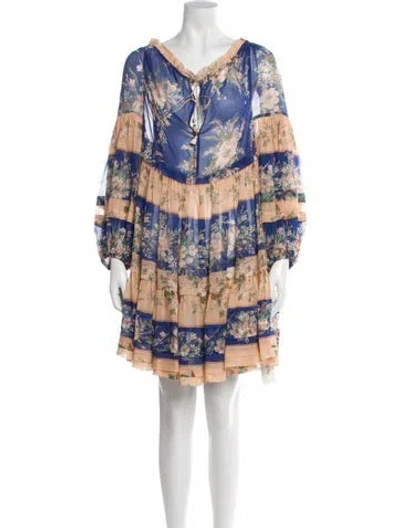 Pre-owned Zimmermann Moonshine Mini Dress In Blue
