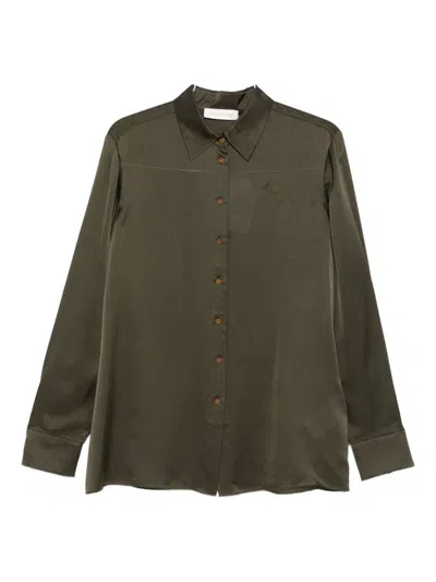 Zimmermann Moss Green Silk Shirt