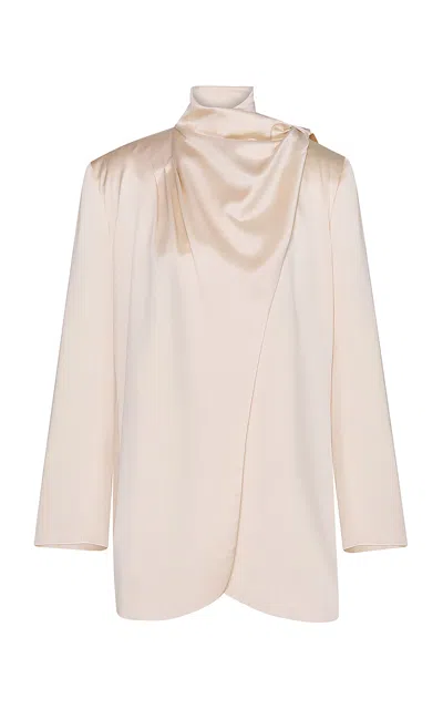 Zimmermann Motion Satin Draped Jacket In Neutral