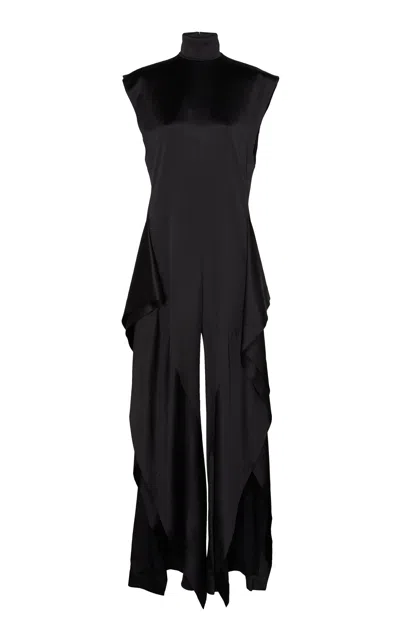 Zimmermann Motion Satin Draped Jumpsuit In Black