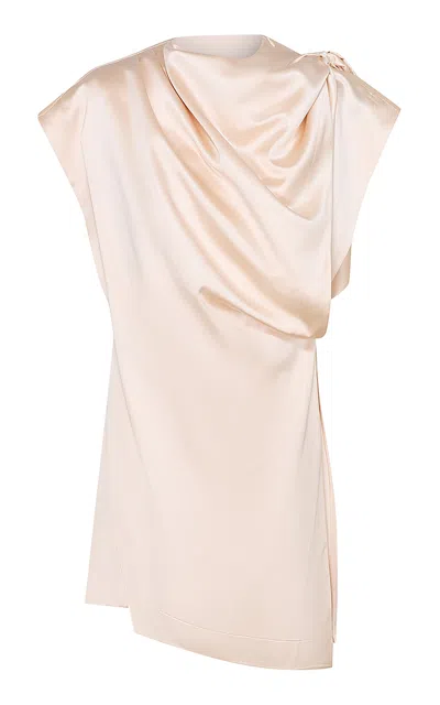 Zimmermann Motion Satin Draped Silk-blend Tunic In Neutral