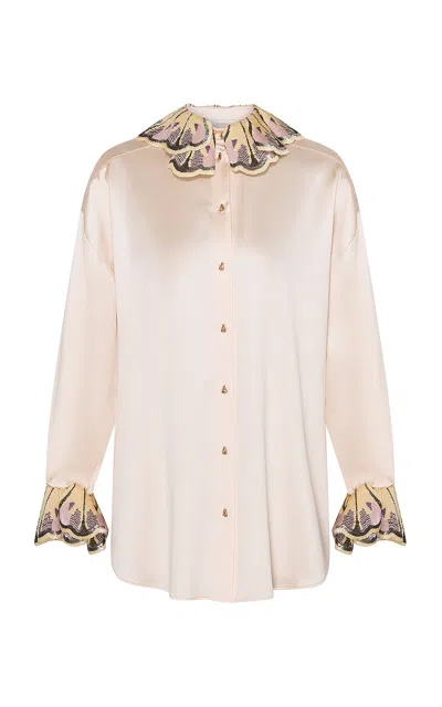 Zimmermann Motion Sequin Satin Shirt In Pink