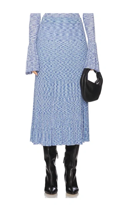 Zimmermann Mouline Rib Midi Sweater Skirt In Blue