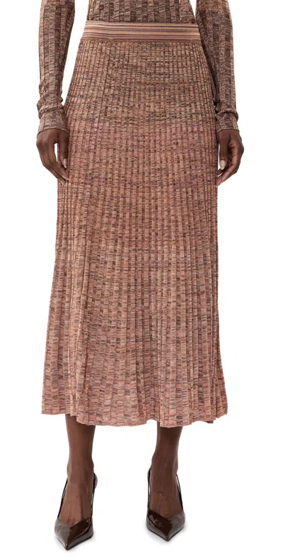 Zimmermann Mouline Rib Midi Skirt Chocolate Multi