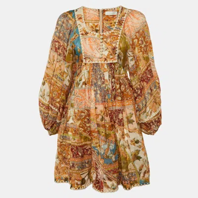 Pre-owned Zimmermann Multicolor Chintz Print Ramie Billow Mini Dress S