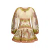 Zimmermann Womens Chartreuse Scarf Floral Indra Floral-print Cotton And Silk-blend Mini Dress Xxs In Black