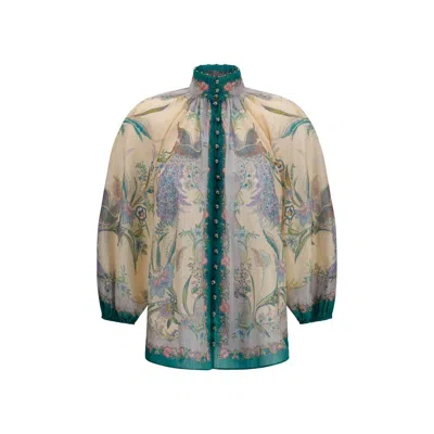 Zimmermann Indra Printed Metallic Cotton And Silk-blend Blouse In Multi