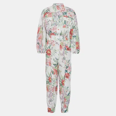 Pre-owned Zimmermann Multicolor Floral Linen Jumpsuit L