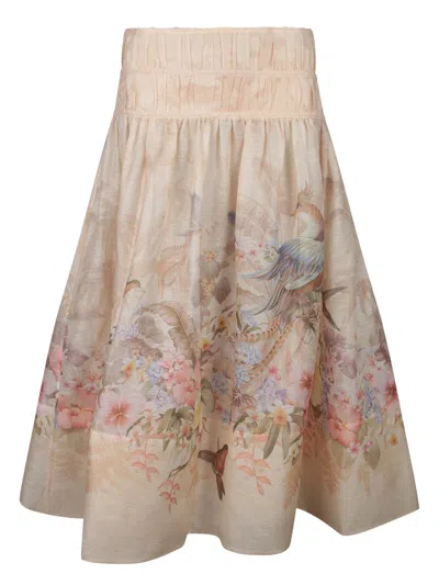 Zimmermann Multicolor Floral Midi Skirt