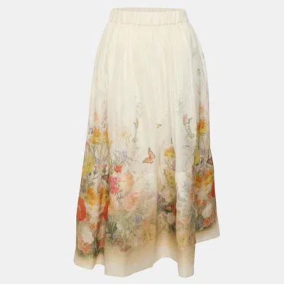 Pre-owned Zimmermann Multicolor Floral Print Gauze Tranquillity Maxi Skirt Xl