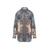 Zimmermann Womens Blue Cream Indienne Ascension Manstyle Graphic-pattern Silk Shirt
