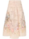 Zimmermann Women Ivory Linen And Silk Drawn Illuminate Midi Skirt In Neutral
