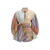 Zimmermann Rebellion Multicolor Midi Dress With Bow Detail On The Front And All-over Striped Motif In Linen And In Multi