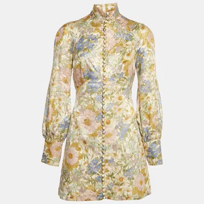 Pre-owned Zimmermann Multicolor Lurex Cotton Blend Long Sleeve Mini Dress S