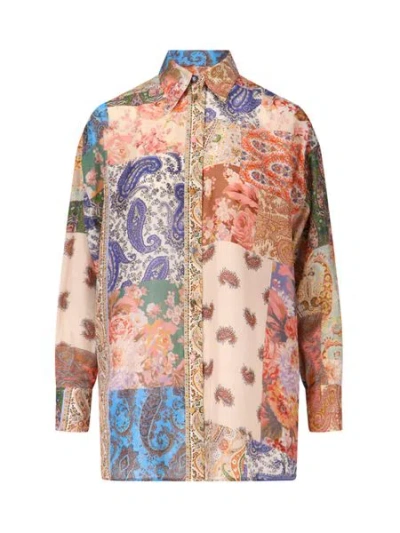ZIMMERMANN MULTICOLOR PAISLEY AND FLORAL SILK SHIRT FOR WOMEN