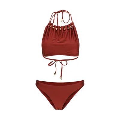 Zimmermann Multicolor Polyamide Bikini In Brown