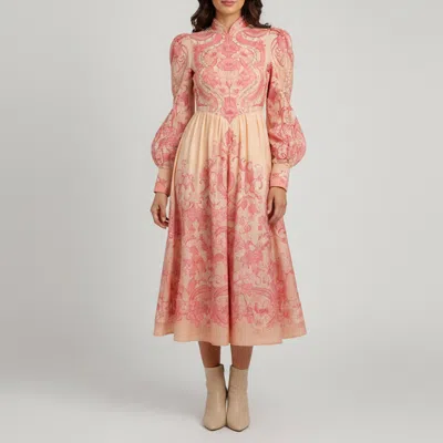 Pre-owned Zimmermann Multicolor Poppy Printed Linen Blend Organza Concert Midi Dress S