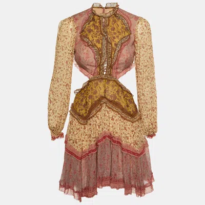 Pre-owned Zimmermann Multicolor Printed Cotton & Silk Juniper Cut Out Floating Dress S