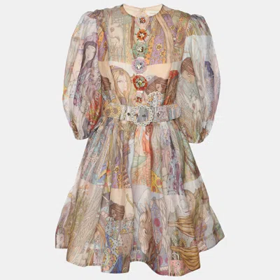 Pre-owned Zimmermann Multicolor Printed Cotton Blend Kaleidoscope Mini Dress Xs