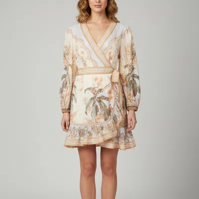 Pre-owned Zimmermann Multicolor Printed Cotton Wrap Around Mini Dress L