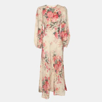 Pre-owned Zimmermann Multicolor Printed Linen Laelia Dress M