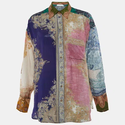 Pre-owned Zimmermann Multicolor Printed Silk Button Front Shirt S