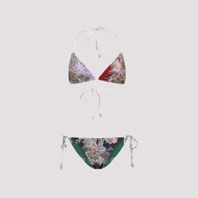 ZIMMERMANN WOMEN MULTICOLOR RHIANNON FLORAL-PRINT TRIANGLE BIKINI, XS LUXURY SWIMWEAR FOR WOMEN DARVEYS