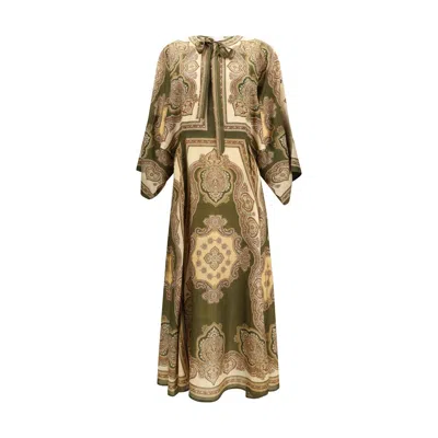 Zimmermann Mahon Paisley Print Habutai Silk Maxi Dress In Green